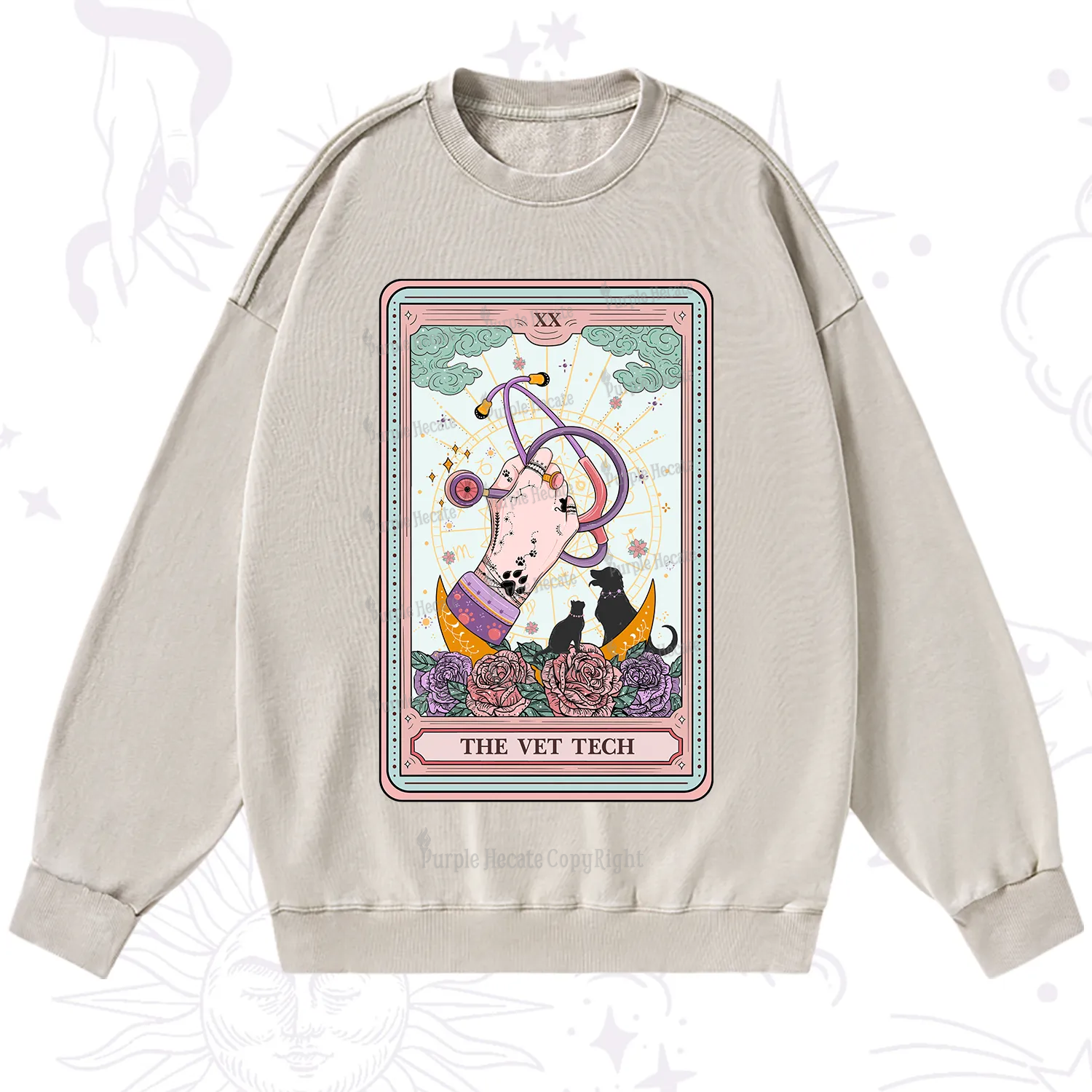 Purplehecate The Vet Tech Tarot Washed Sweatshirt