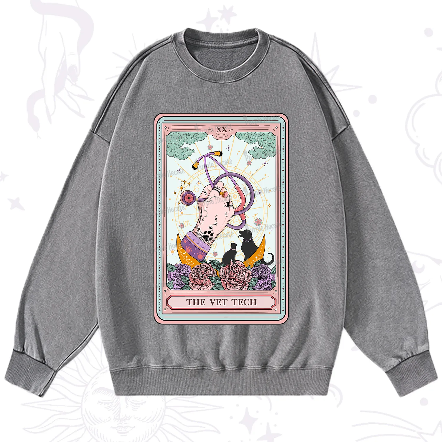 Purplehecate The Vet Tech Tarot Washed Sweatshirt