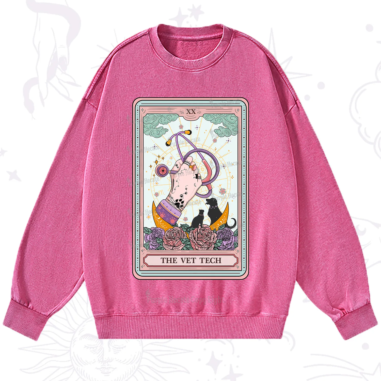 Purplehecate The Vet Tech Tarot Washed Sweatshirt