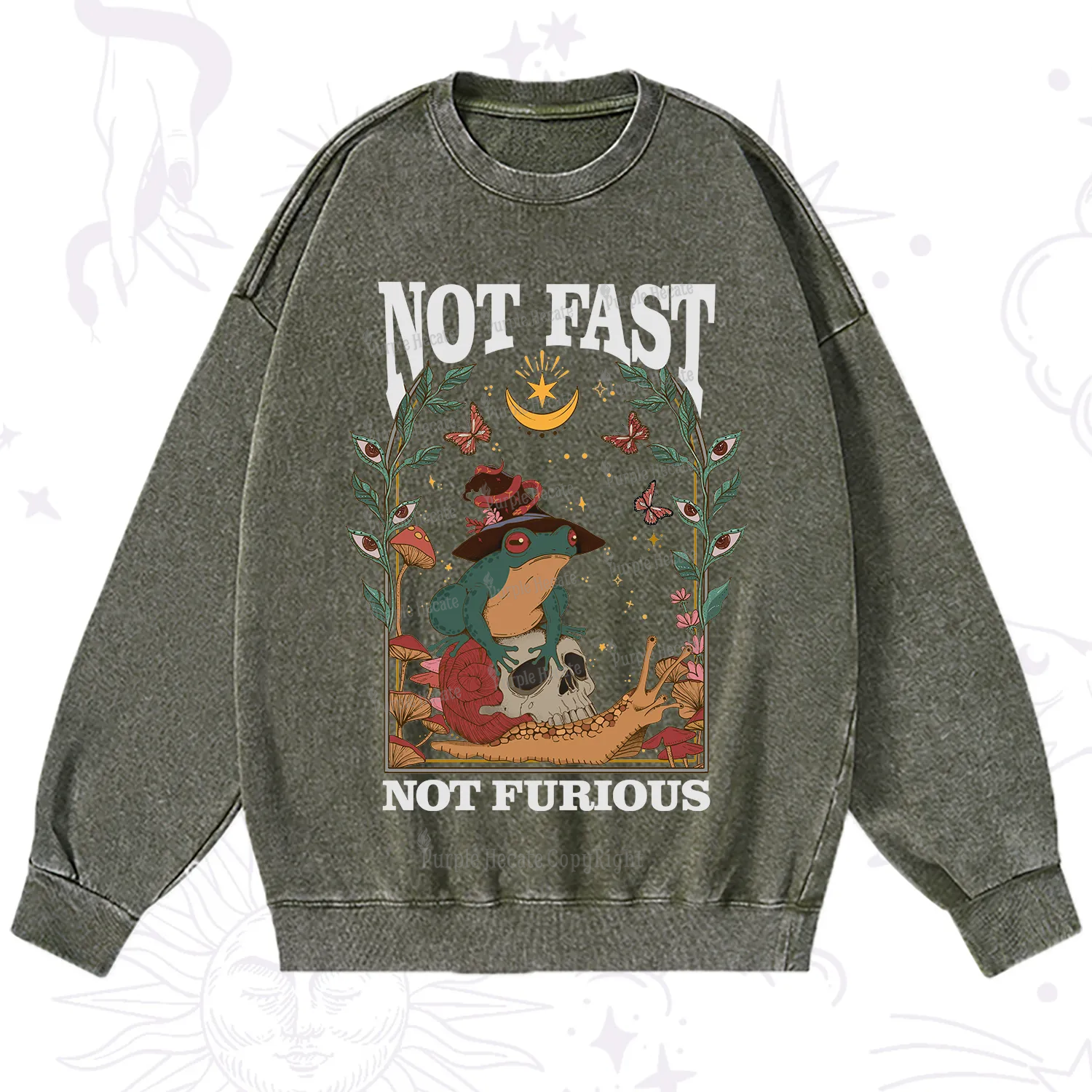 Purplehecate Not Fast Not Furious Washed Sweatshirt