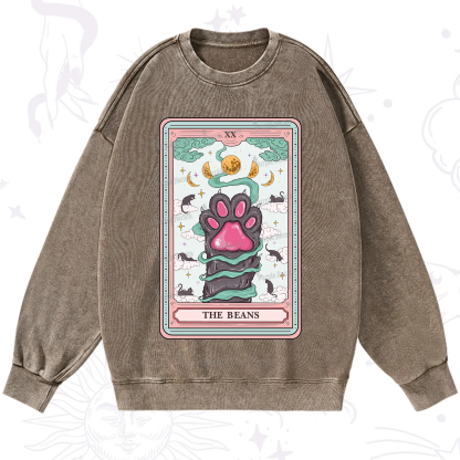 Purplehecate The Beans Cat Tarot Washed Sweatshirt