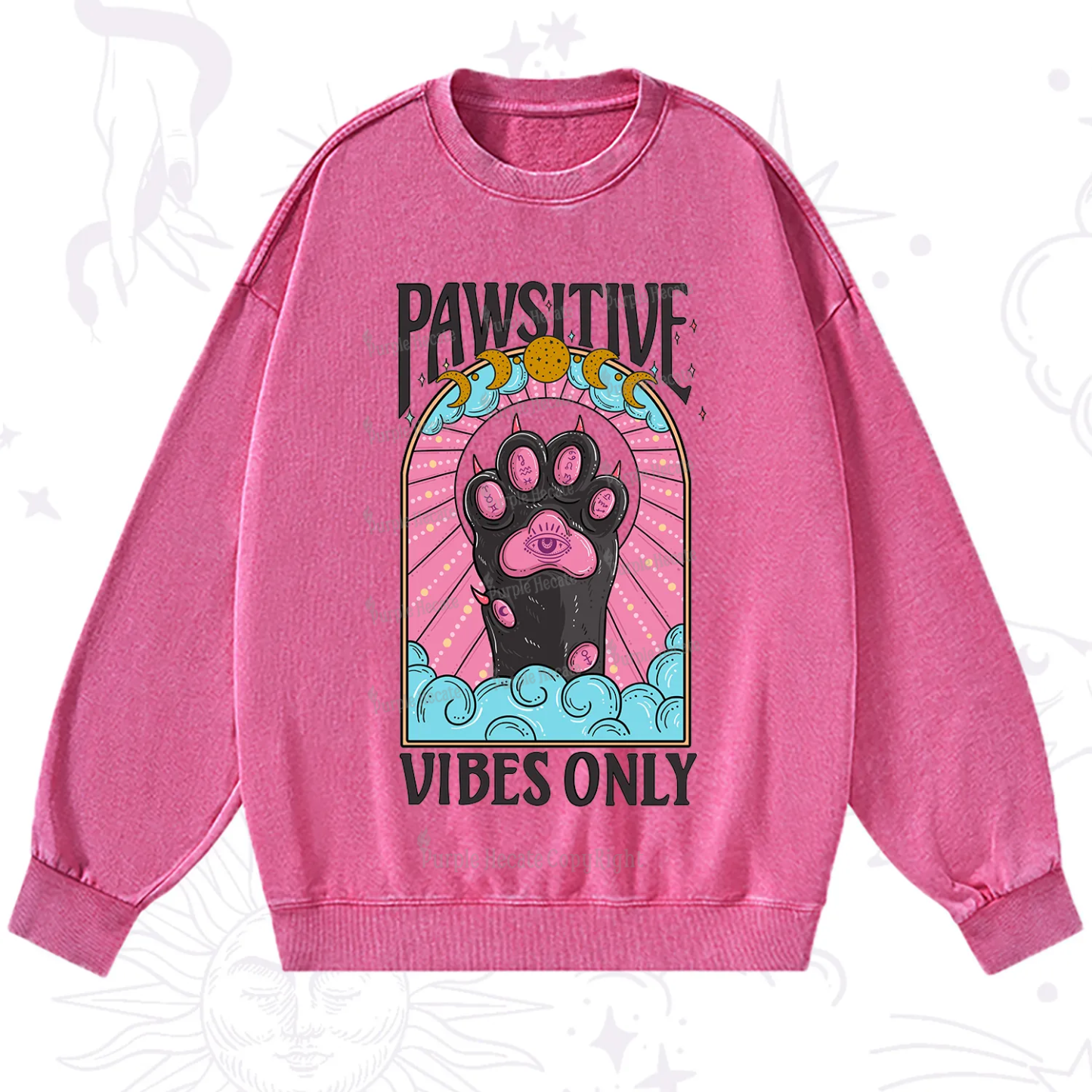 Purplehecate Pawsitive Vibes Only Washed Sweatshirt
