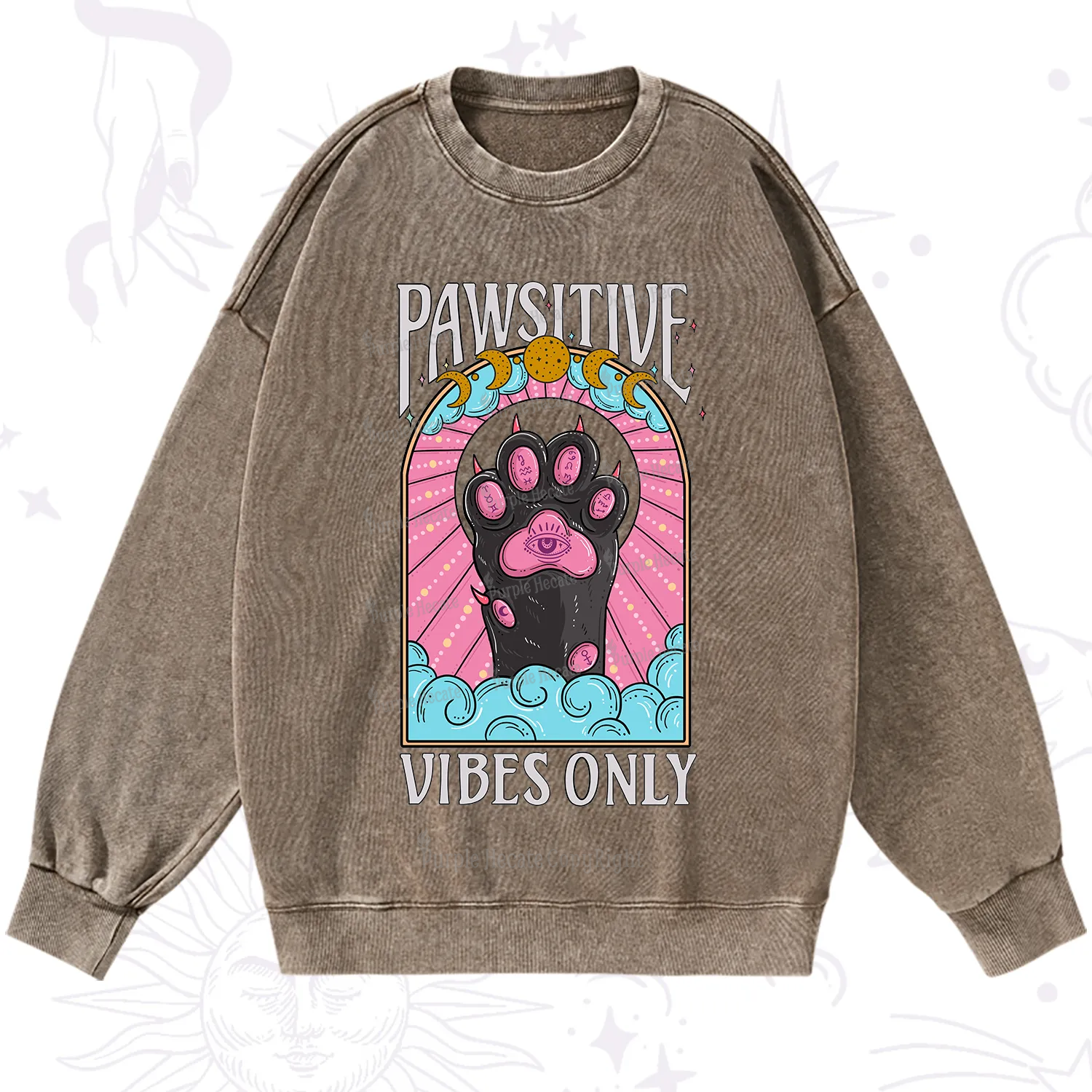 Purplehecate Pawsitive Vibes Only Washed Sweatshirt
