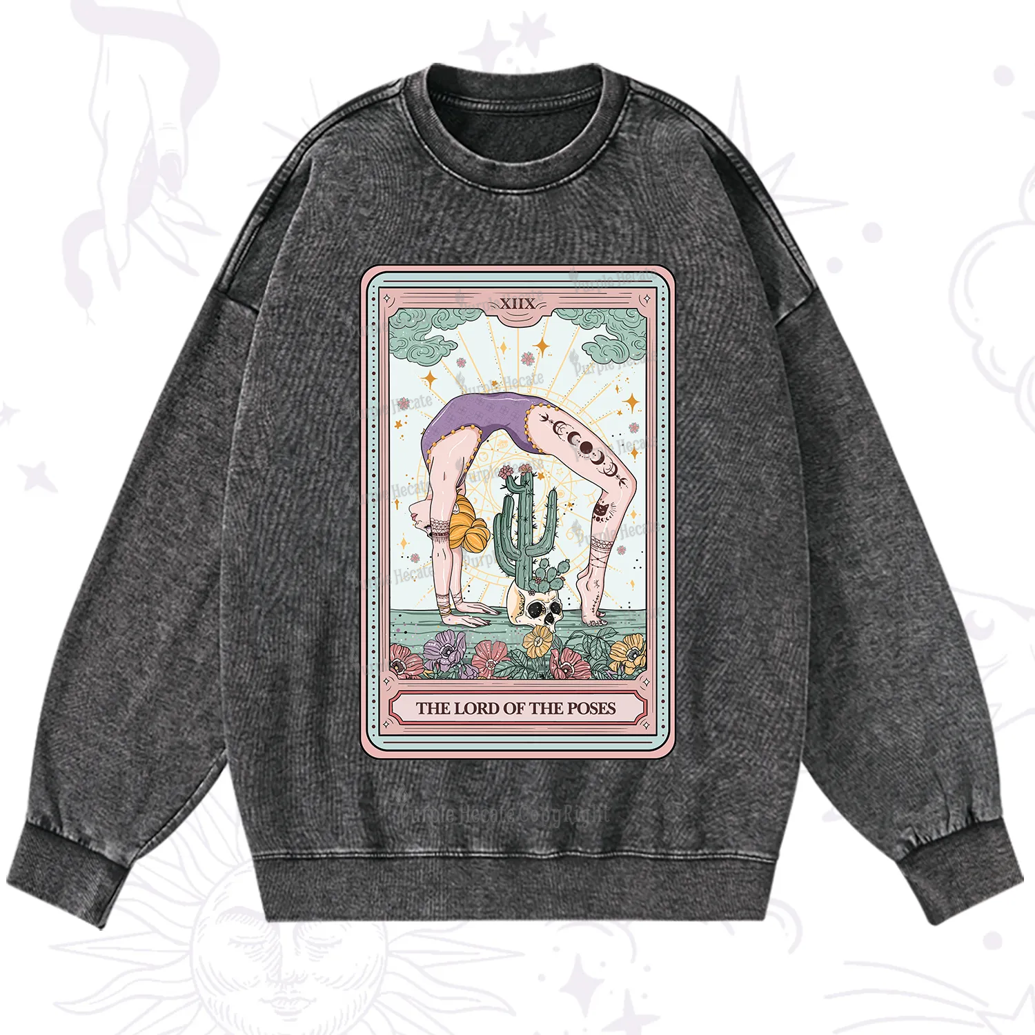 Purplehecate The Lord Of The Poses Tarot Washed Sweatshirt