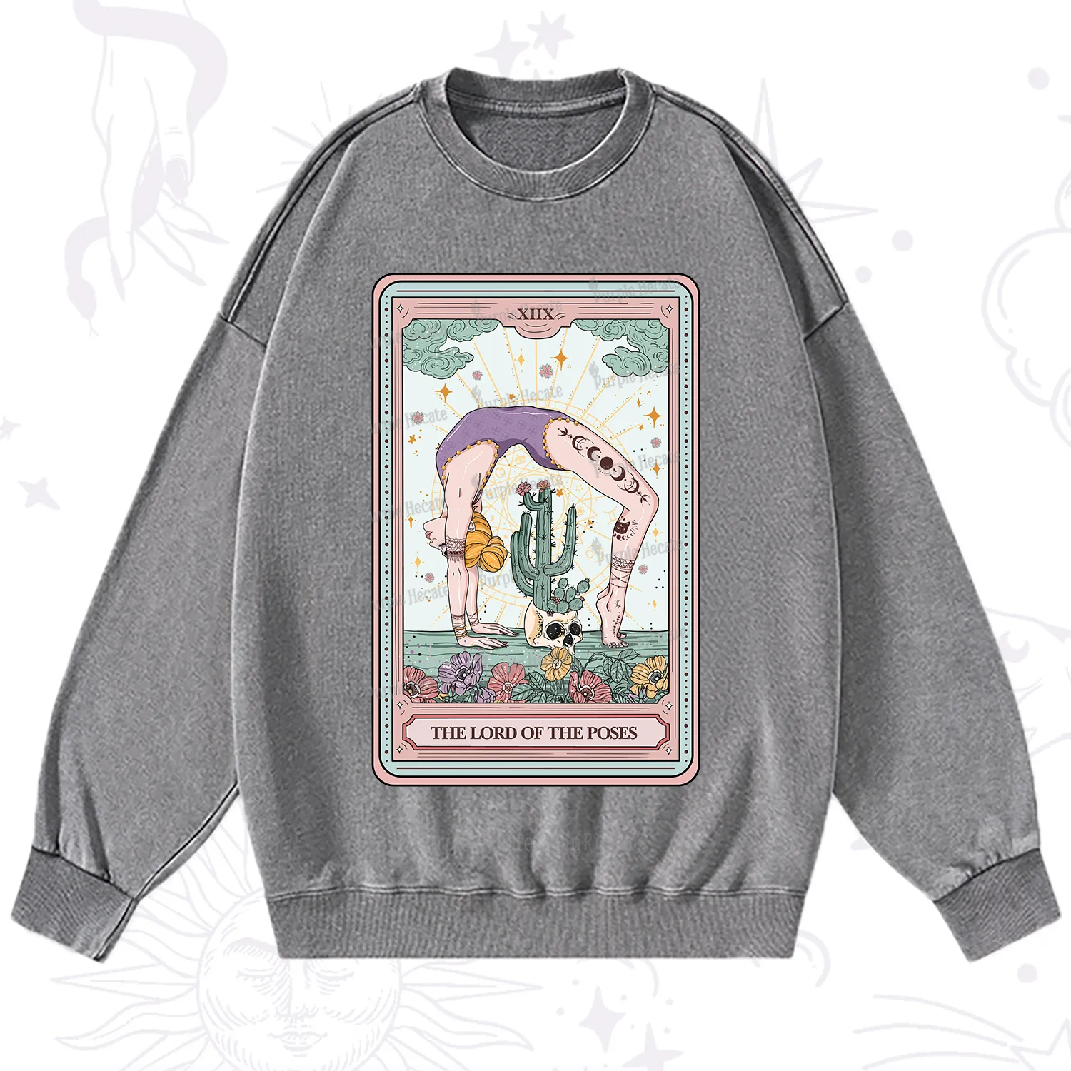 Purplehecate The Lord Of The Poses Tarot Washed Sweatshirt