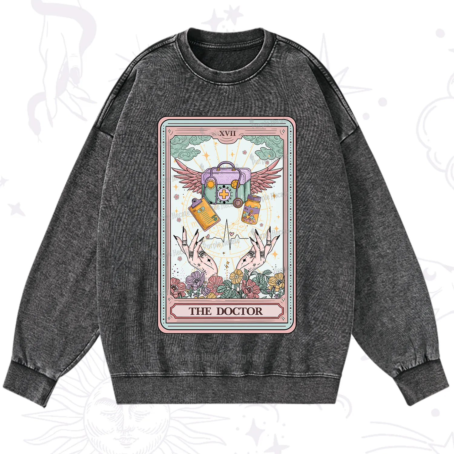Purplehecate The Doctor Tarot Washed Sweatshirt