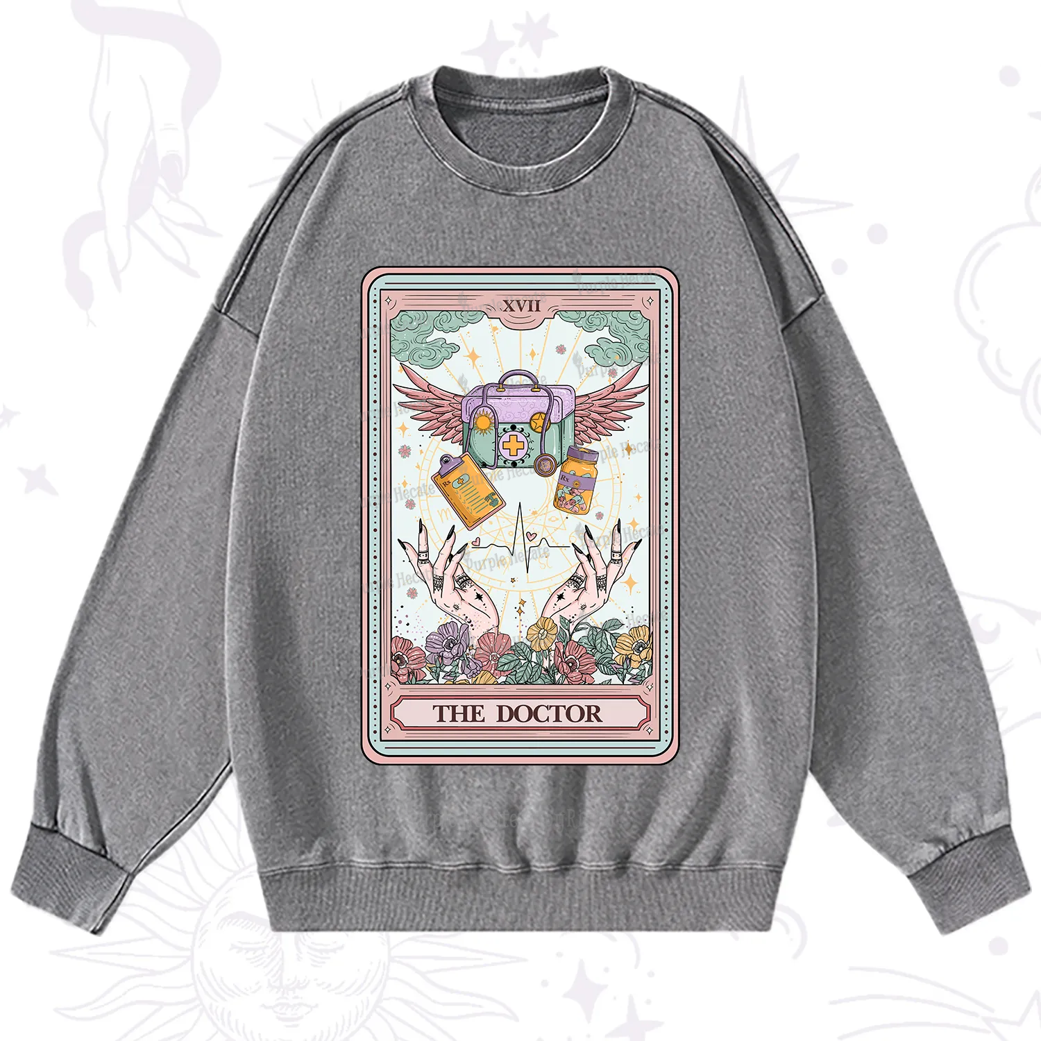 Purplehecate The Doctor Tarot Washed Sweatshirt