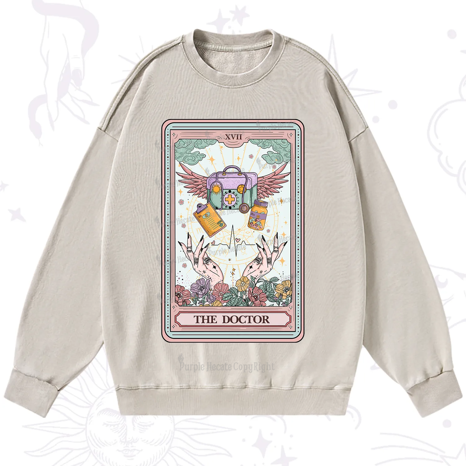 Purplehecate The Doctor Tarot Washed Sweatshirt
