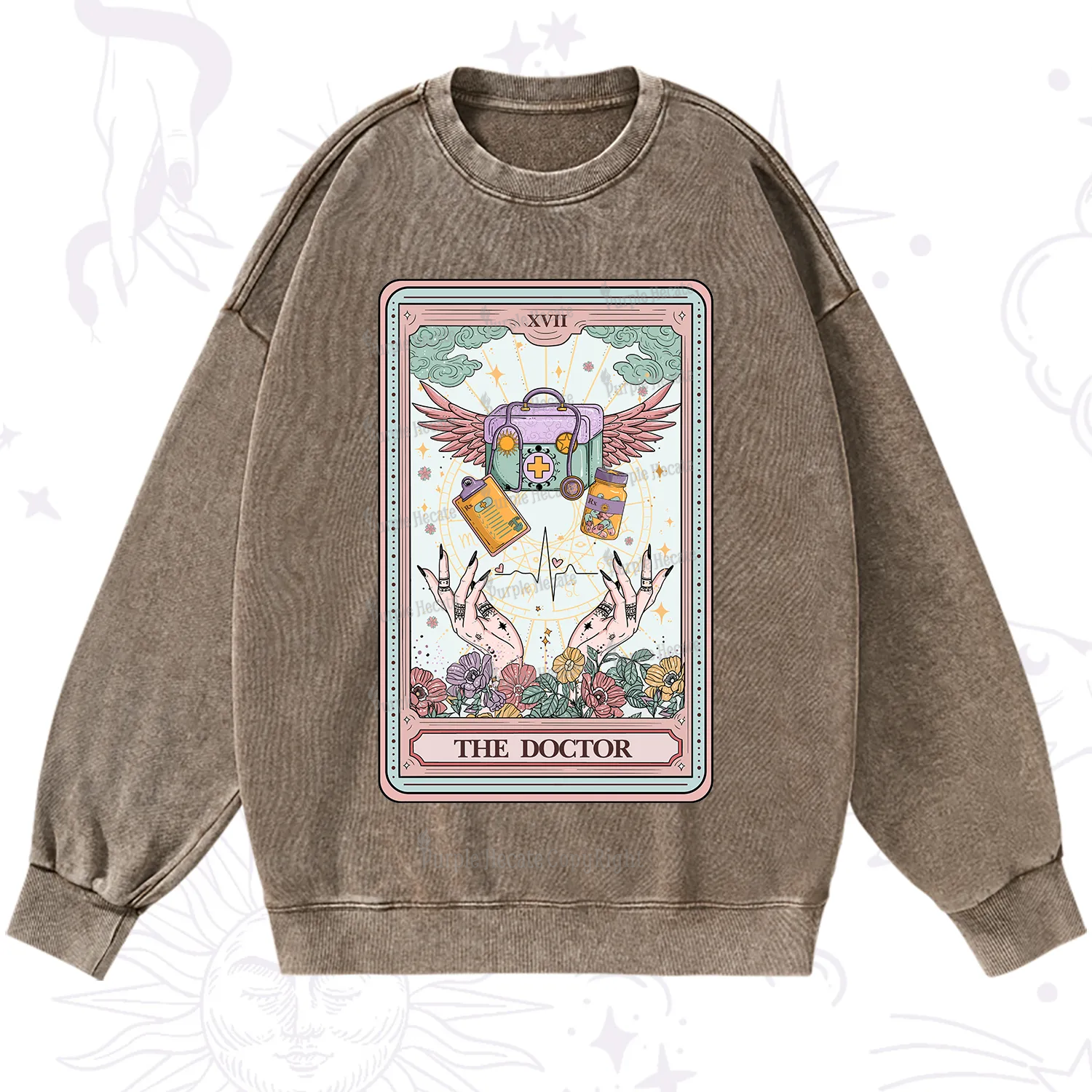 Purplehecate The Doctor Tarot Washed Sweatshirt