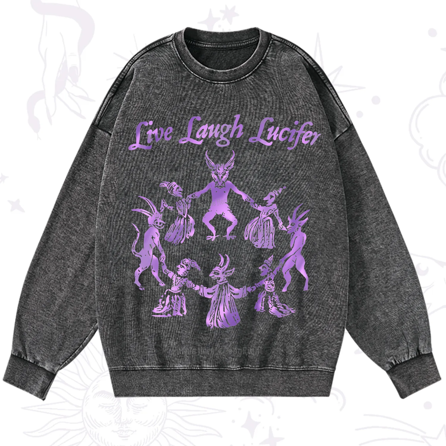 Purplehecate Live Laugh Lucifer Satanic Washed Sweatshirt