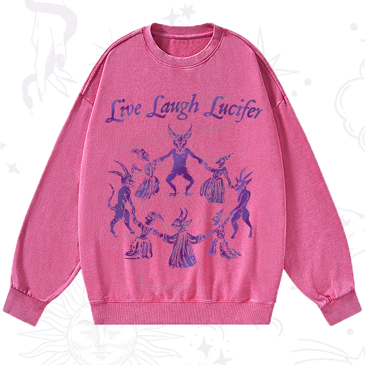 Purplehecate Live Laugh Lucifer Satanic Washed Sweatshirt