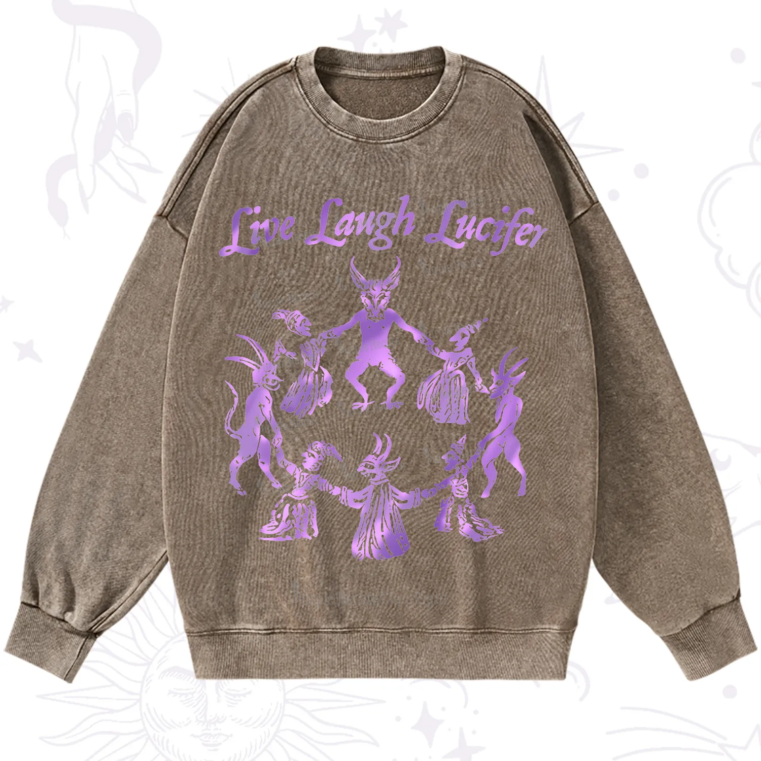 Purplehecate Live Laugh Lucifer Satanic Washed Sweatshirt