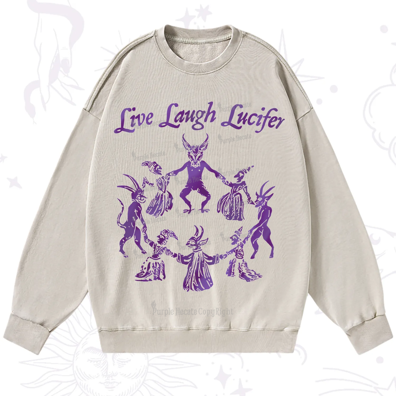 Purplehecate Live Laugh Lucifer Satanic Washed Sweatshirt