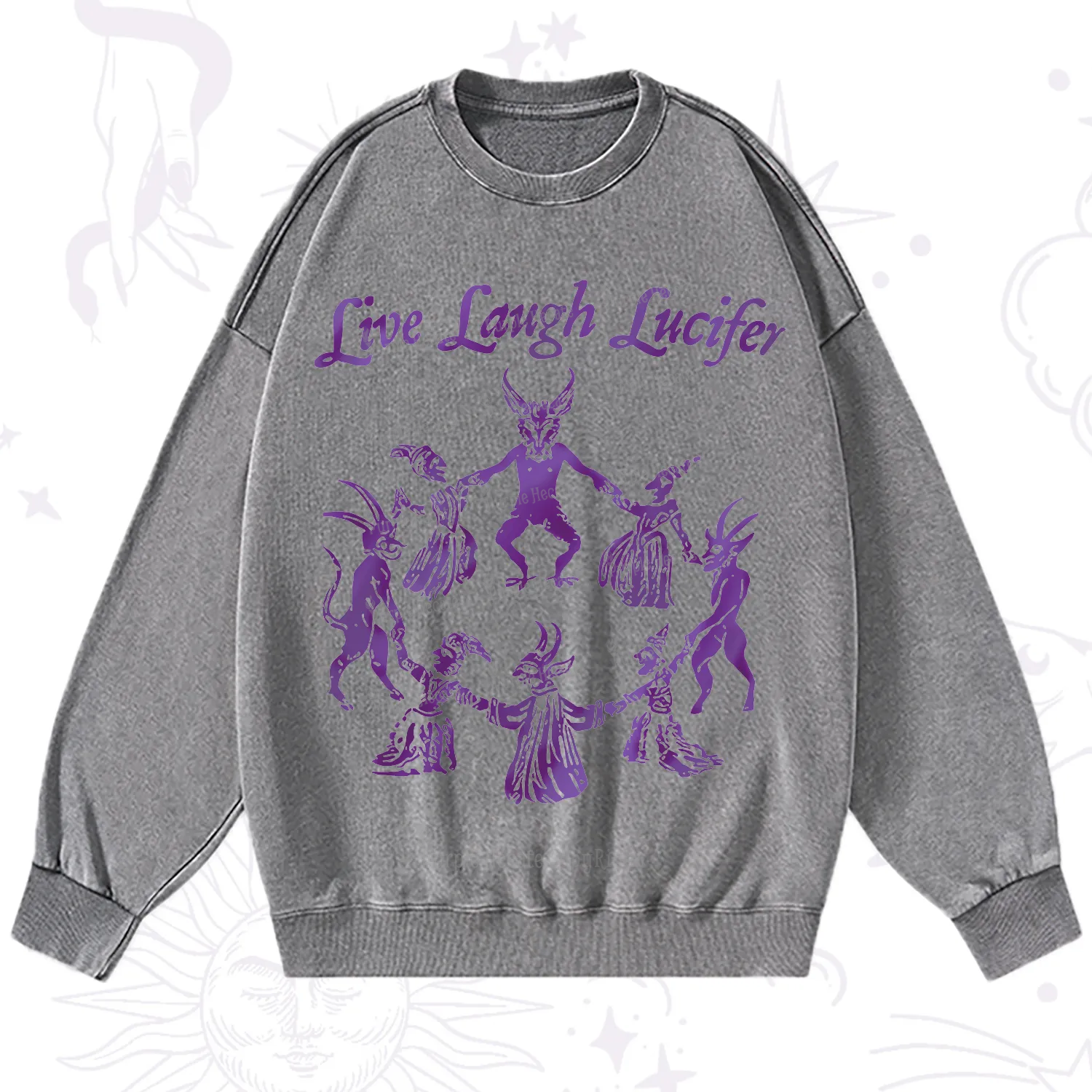 Purplehecate Live Laugh Lucifer Satanic Washed Sweatshirt