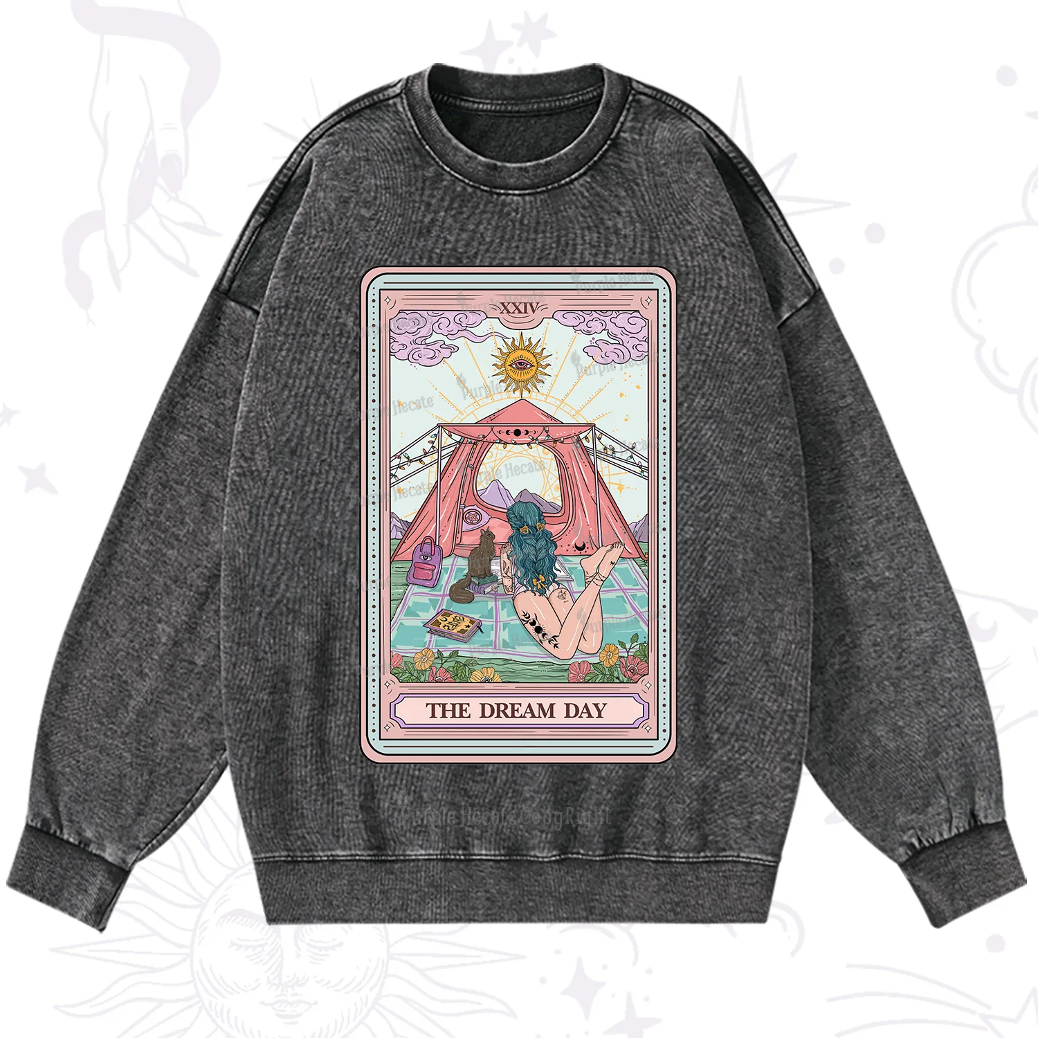 Purplehecate The Camp Lover Tarot Washed Sweatshirt