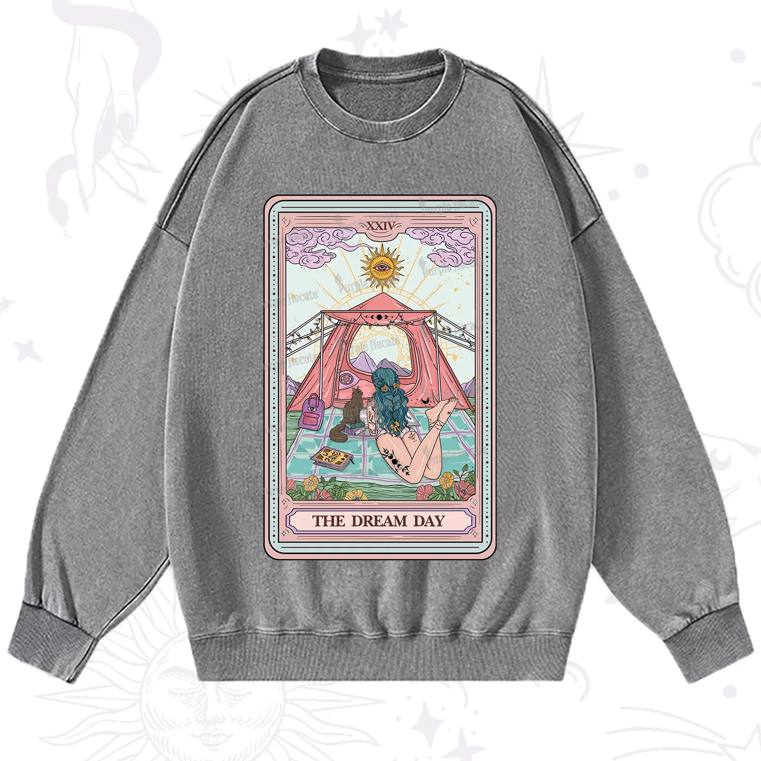 Purplehecate The Camp Lover Tarot Washed Sweatshirt