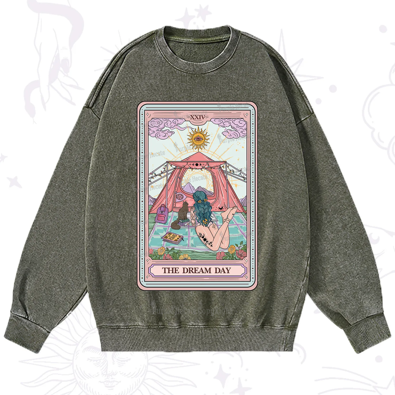 Purplehecate The Camp Lover Tarot Washed Sweatshirt