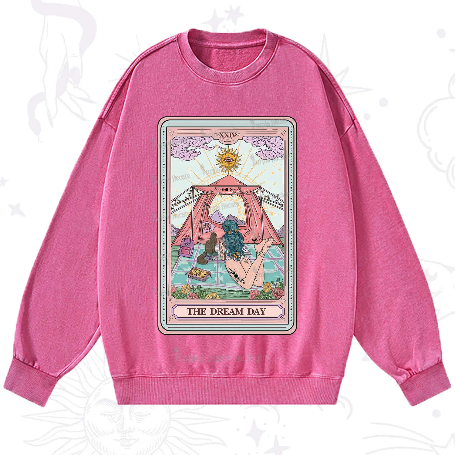 Purplehecate The Camp Lover Tarot Washed Sweatshirt