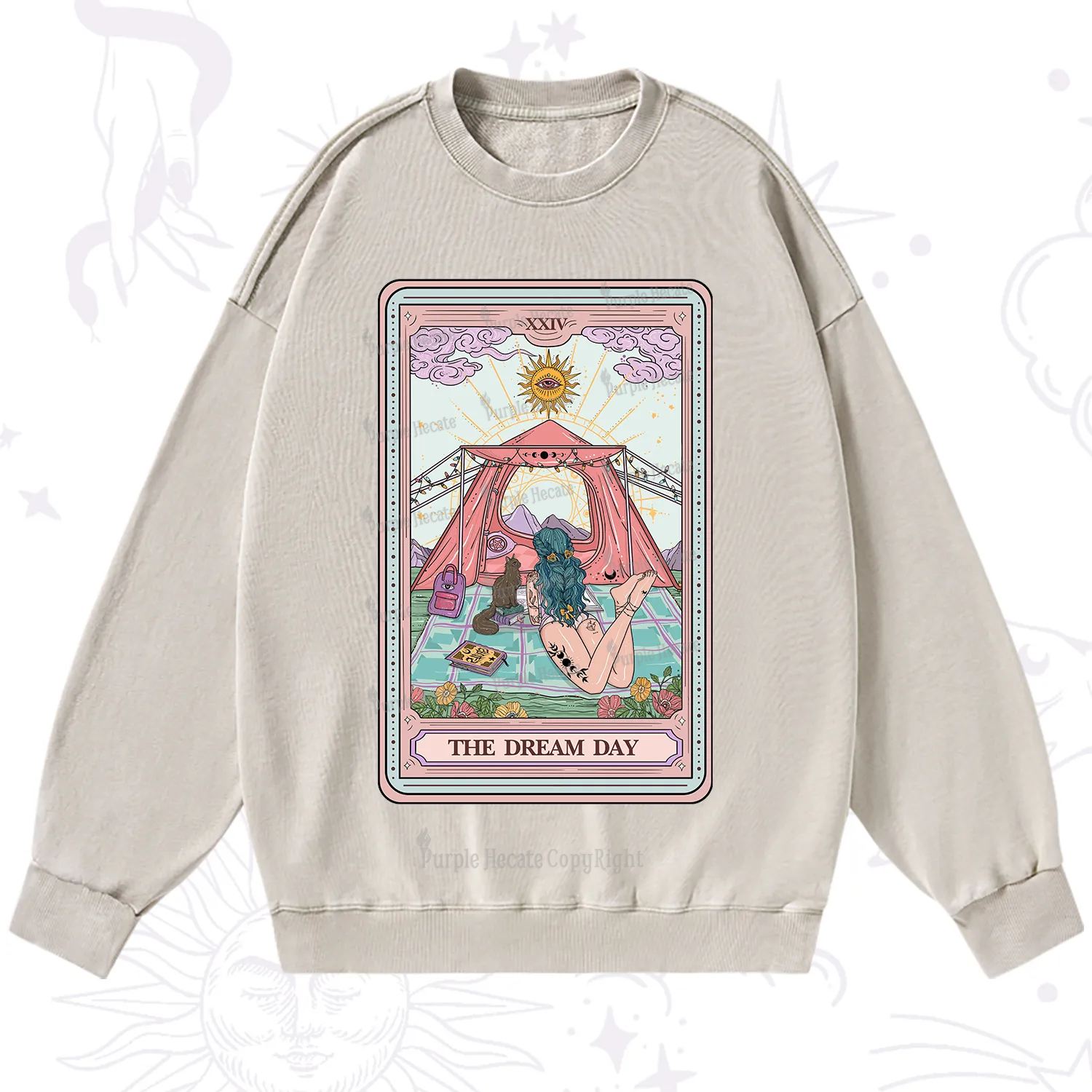 Purplehecate The Camp Lover Tarot Washed Sweatshirt