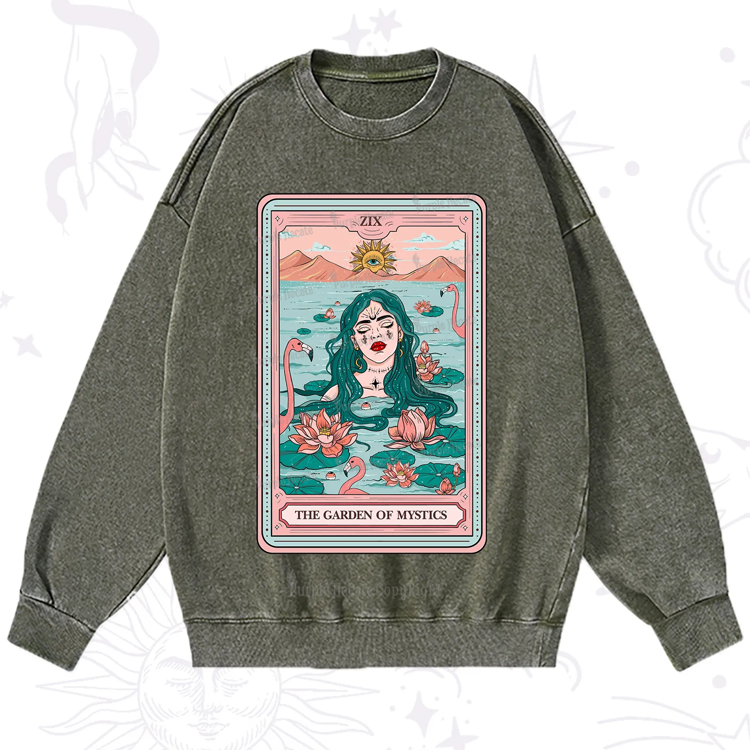 Purplehecate The Garden Of Mystics Tarot Washed Sweatshirt