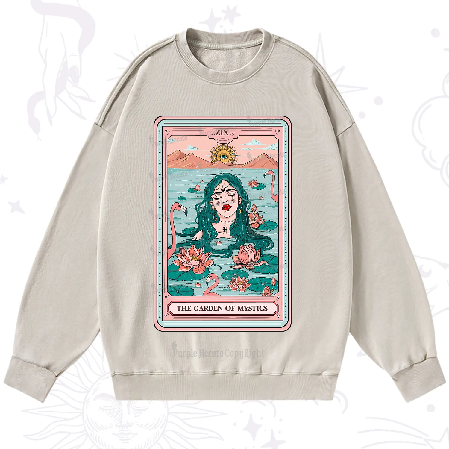 Purplehecate The Garden Of Mystics Tarot Washed Sweatshirt
