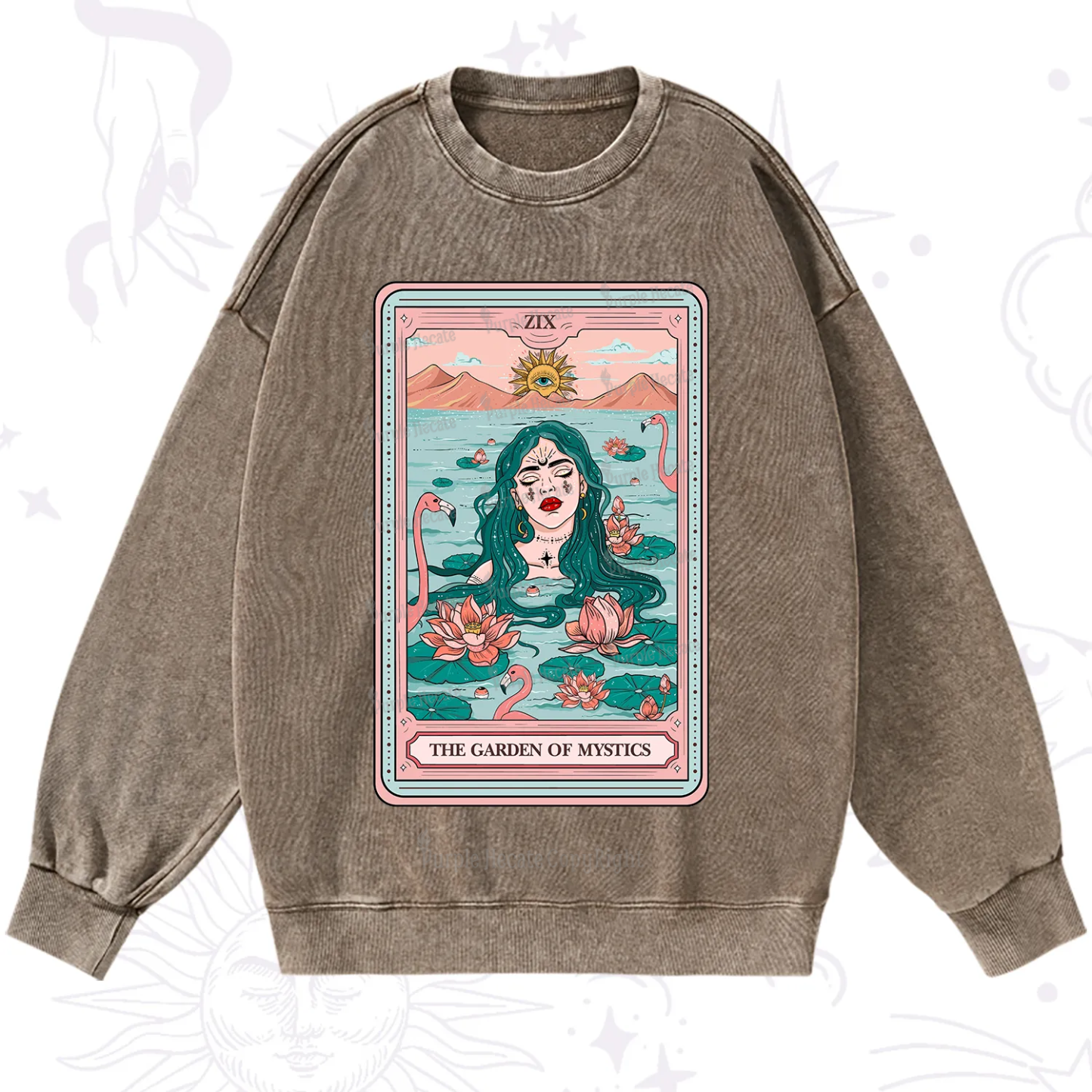 Purplehecate The Garden Of Mystics Tarot Washed Sweatshirt