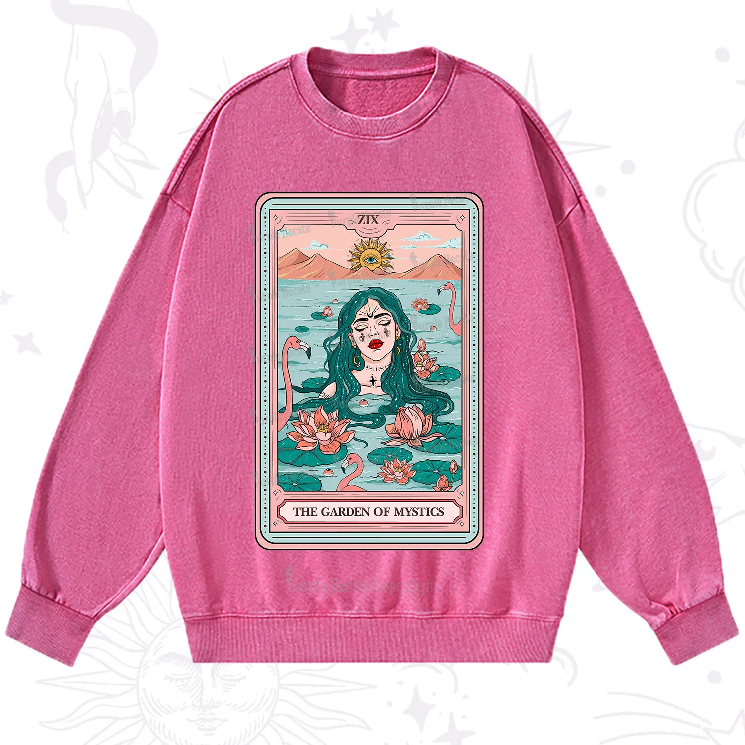 Purplehecate The Garden Of Mystics Tarot Washed Sweatshirt