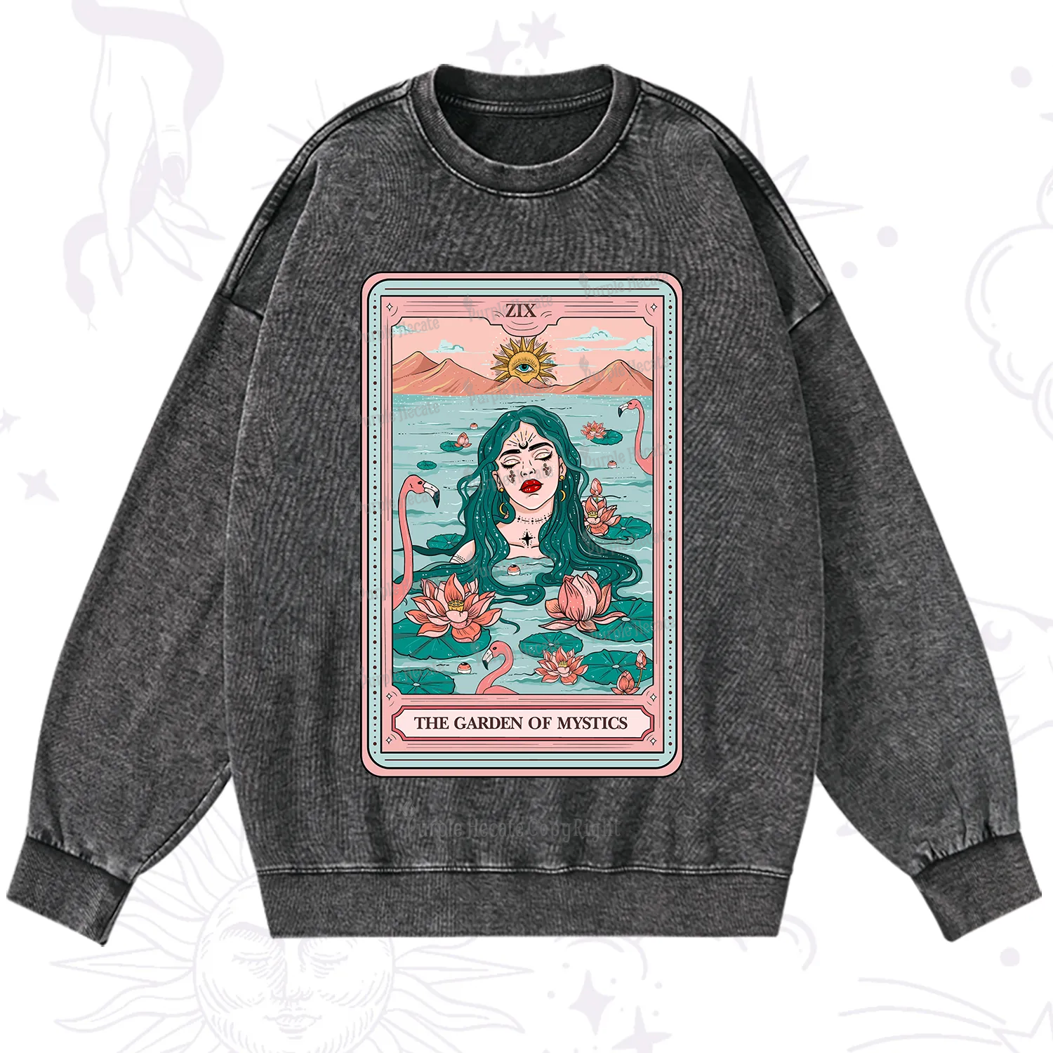 Purplehecate The Garden Of Mystics Tarot Washed Sweatshirt