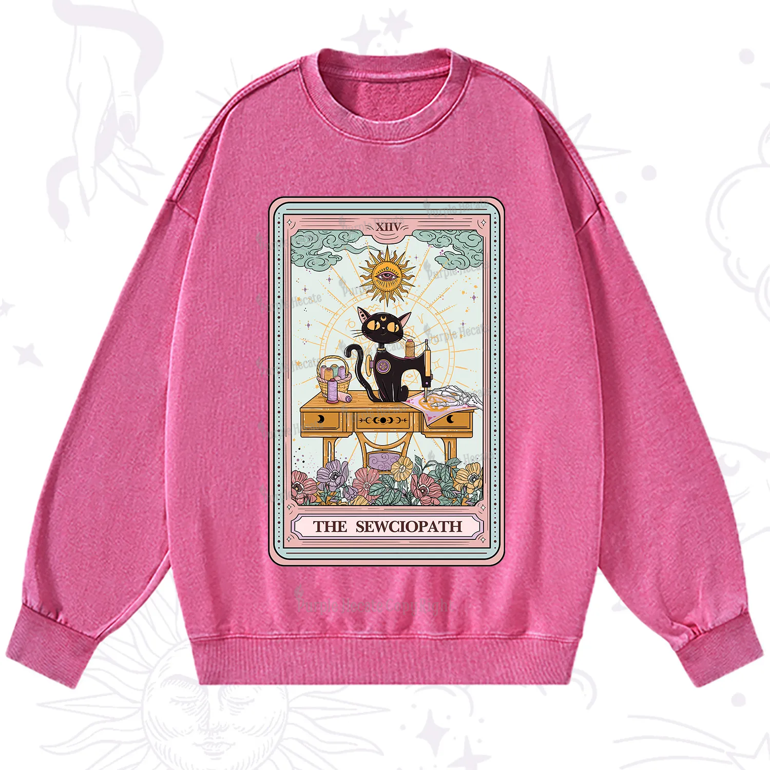 Purplehecate The Sewciopath Tarot Card Washed Sweatshirt