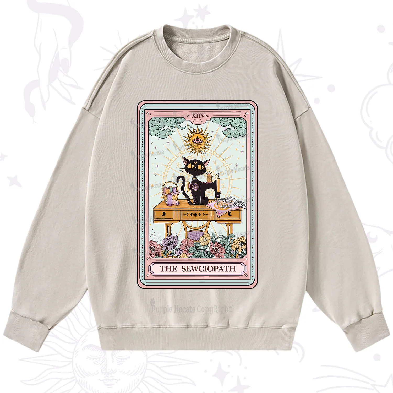 Purplehecate The Sewciopath Tarot Card Washed Sweatshirt