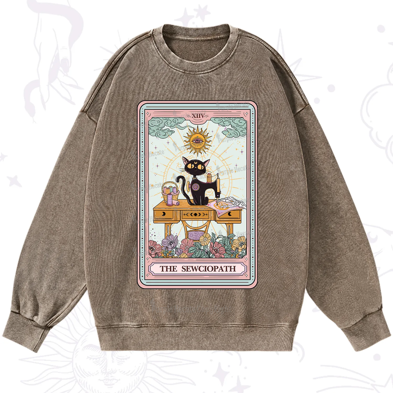 Purplehecate The Sewciopath Tarot Card Washed Sweatshirt