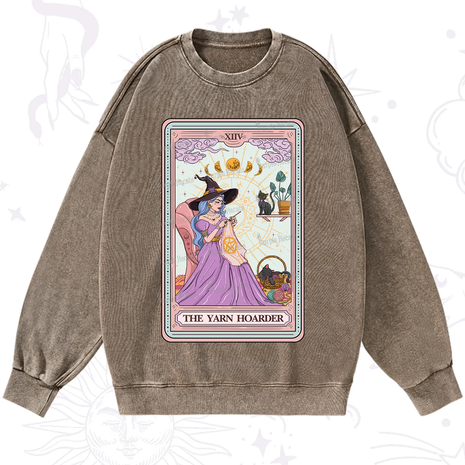 Purplehecate The Yarn Hoarder Tarot Washed Sweatshirt