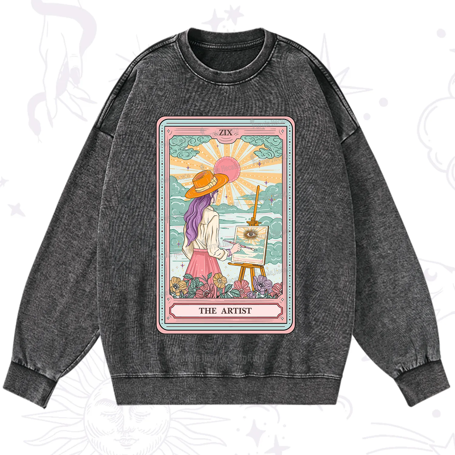 Purplehecate The Artist Tarot Washed Sweatshirt