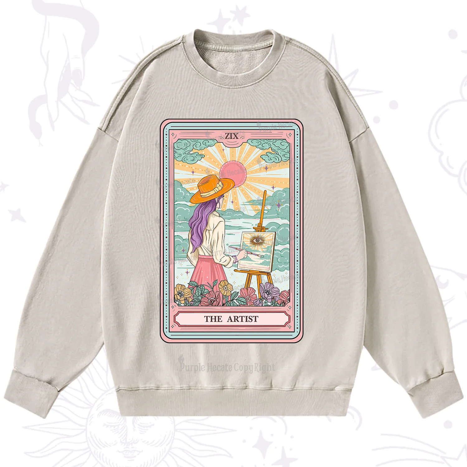 Purplehecate The Artist Tarot Washed Sweatshirt