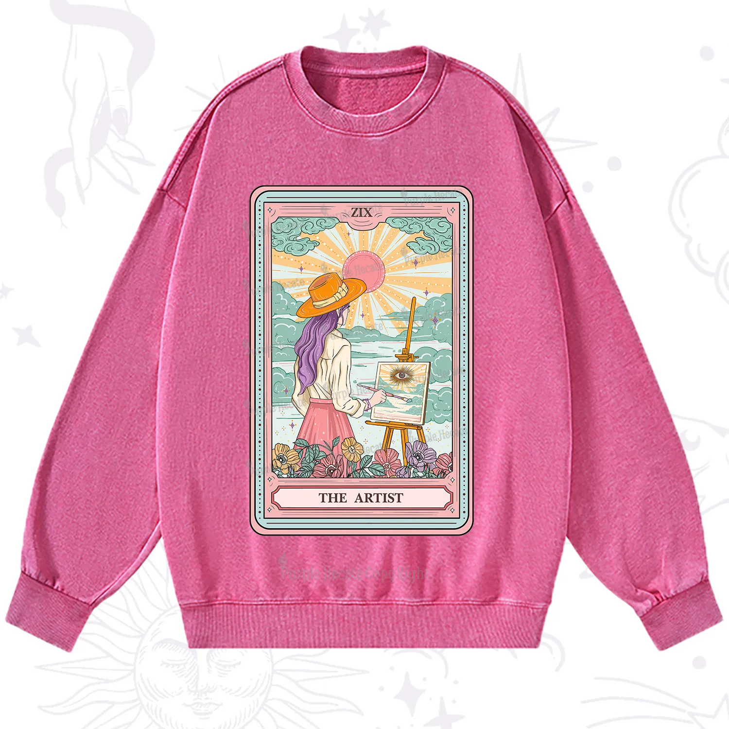 Purplehecate The Artist Tarot Washed Sweatshirt