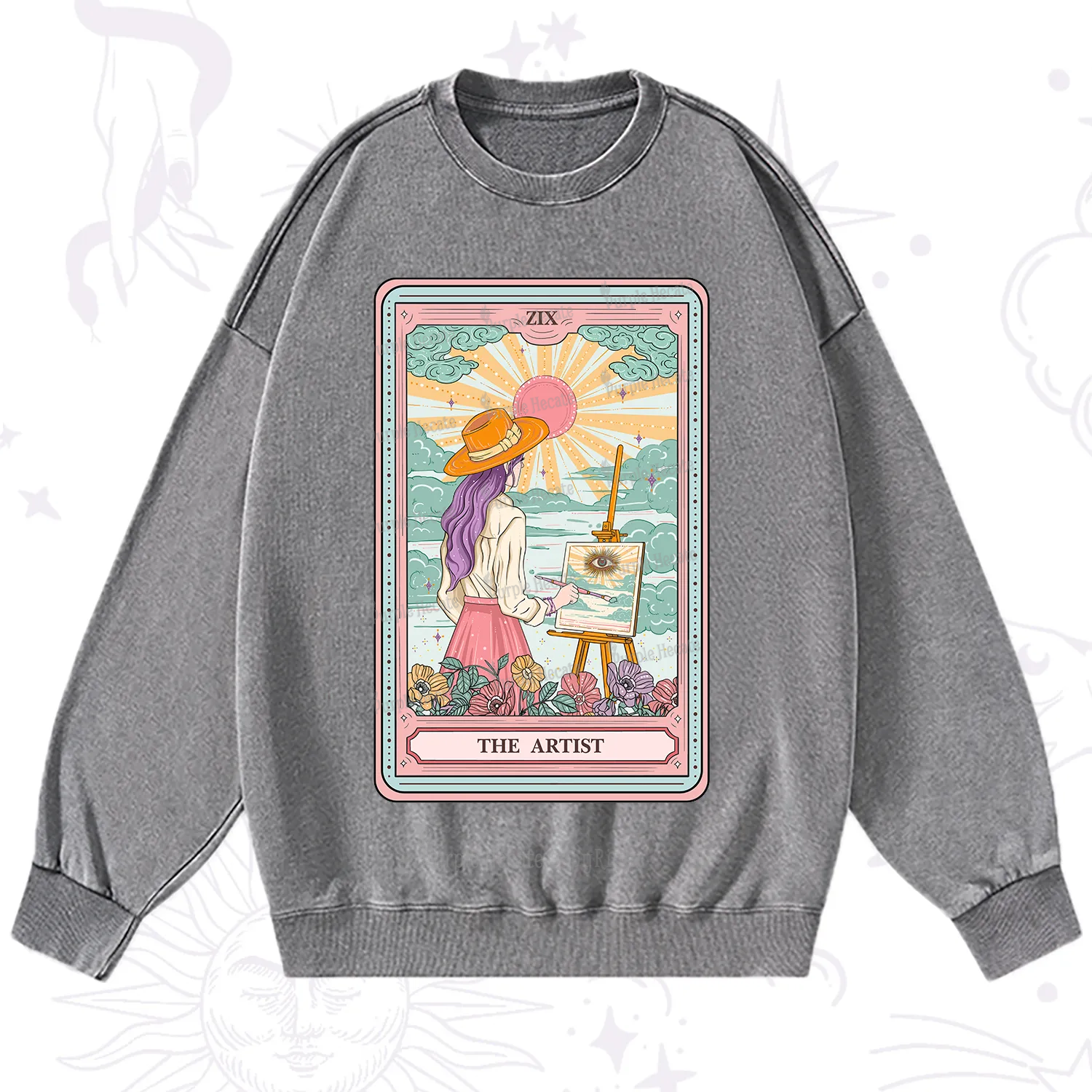 Purplehecate The Artist Tarot Washed Sweatshirt