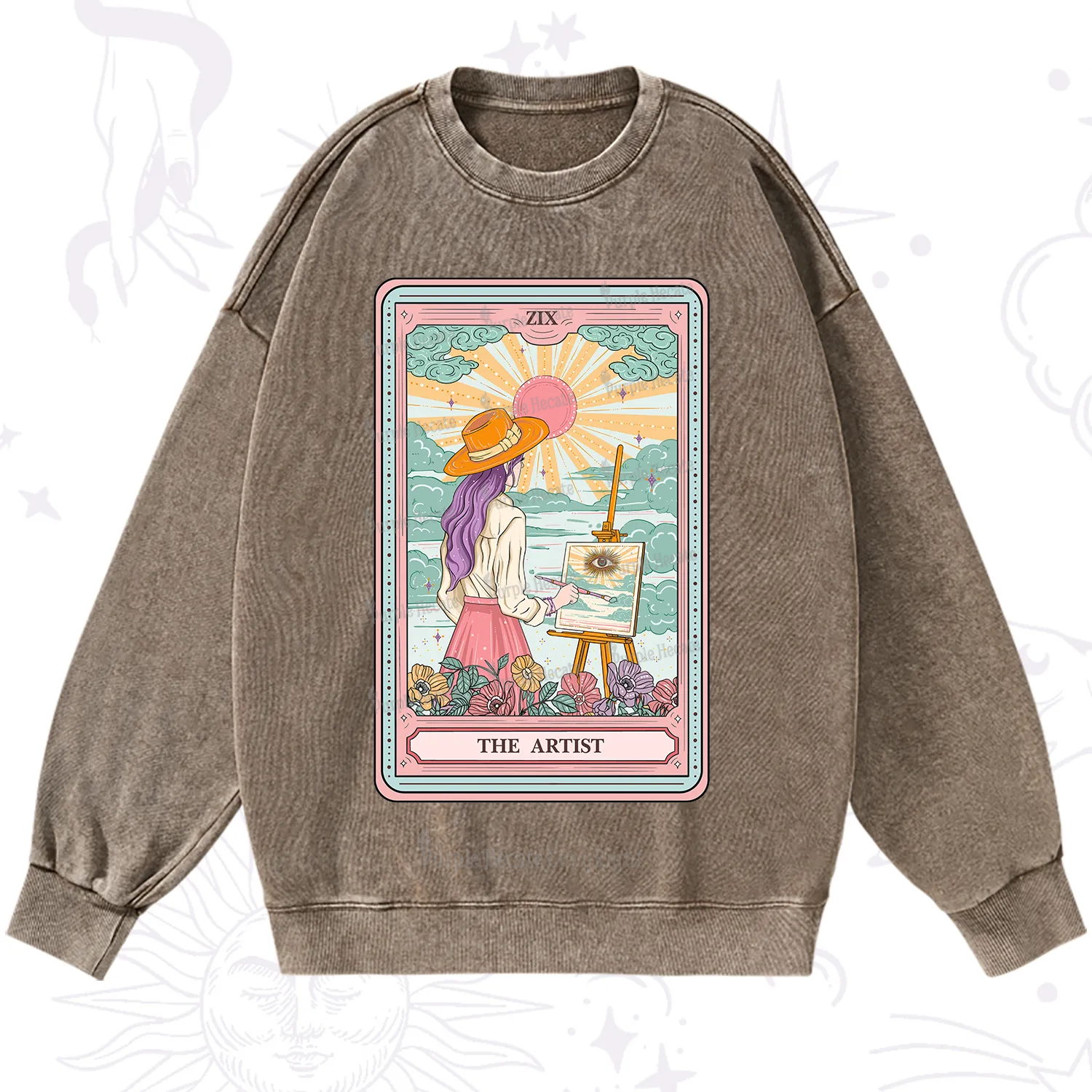 Purplehecate The Artist Tarot Washed Sweatshirt
