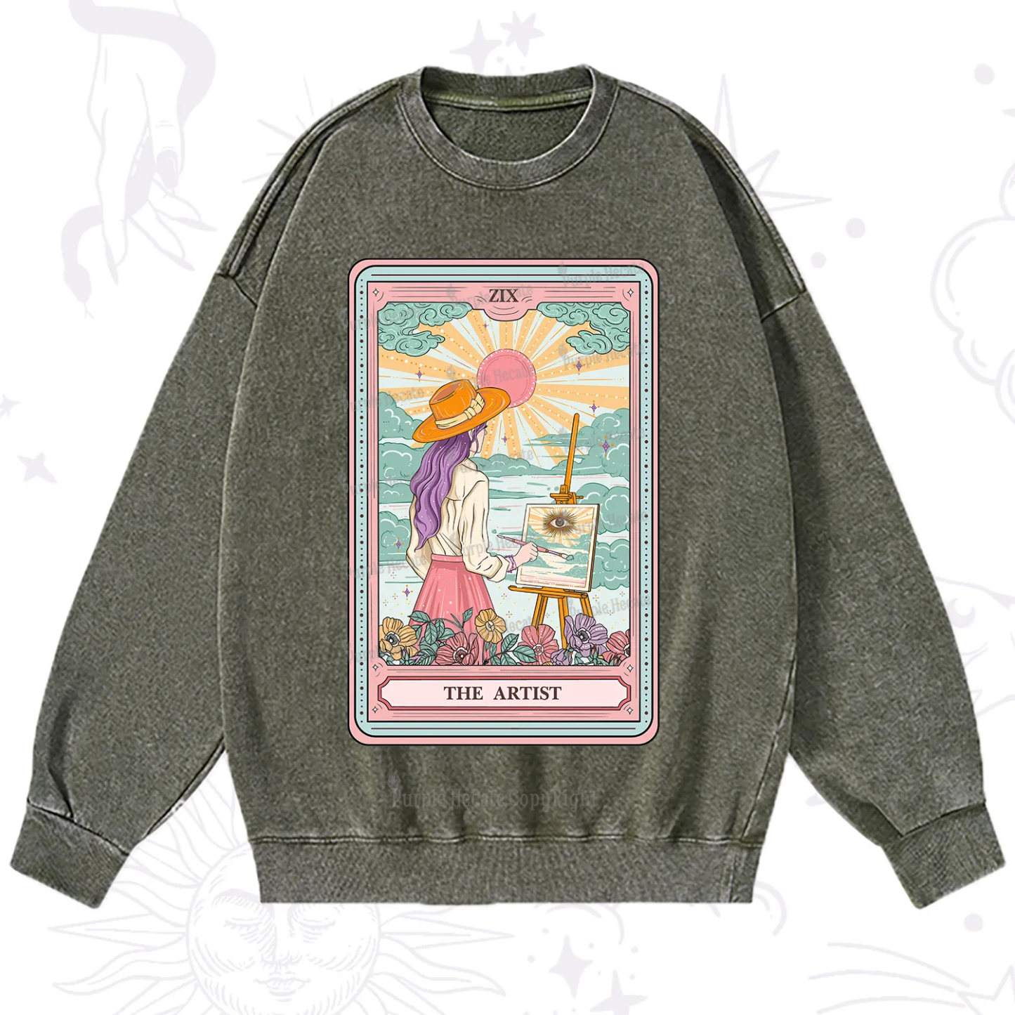 Purplehecate The Artist Tarot Washed Sweatshirt