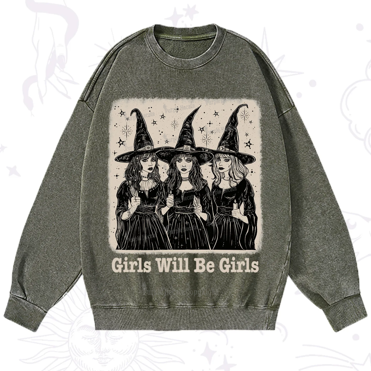 Purplehecate Girls Will Be Girls Washed Sweatshirt