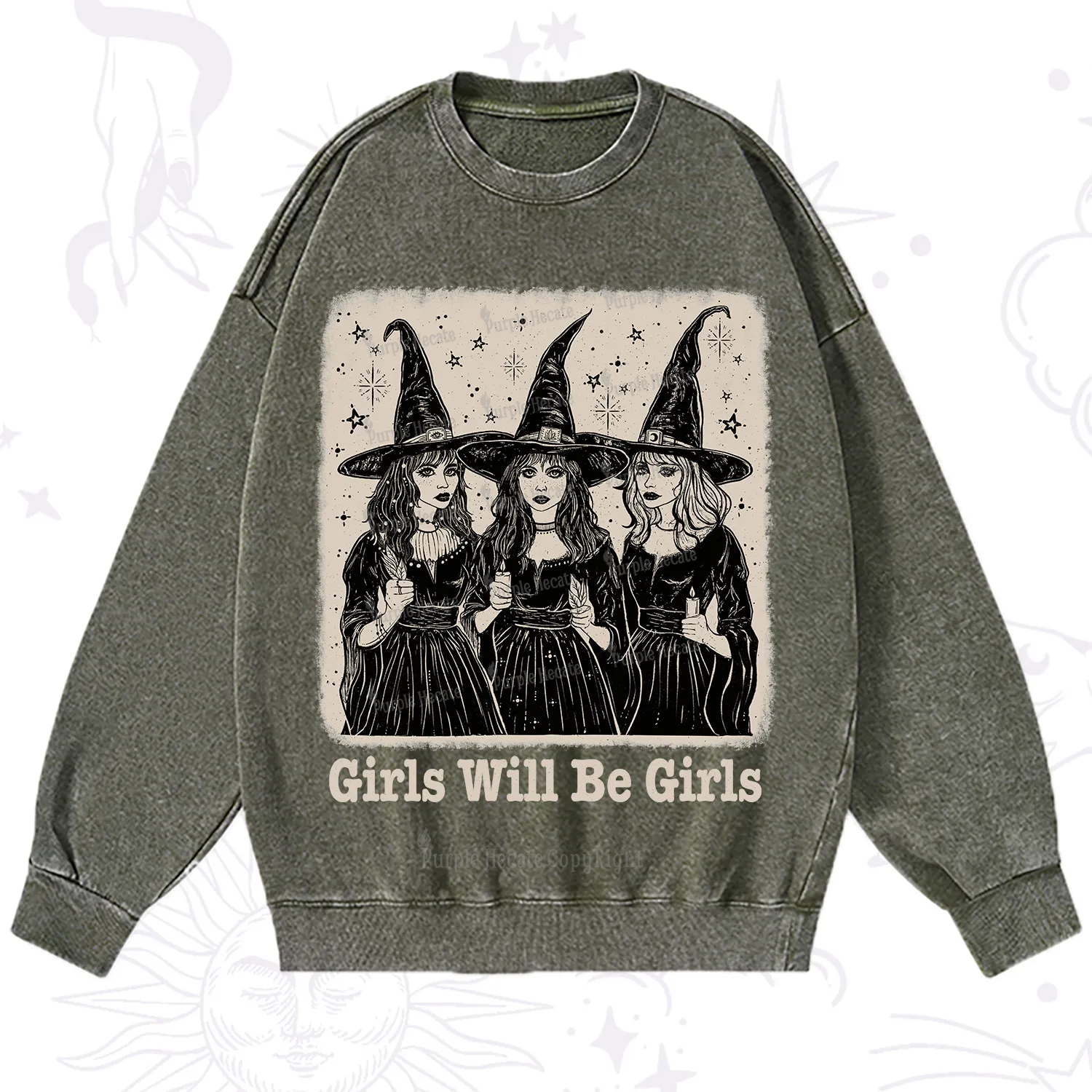 Purplehecate Girls Will Be Girls Washed Sweatshirt