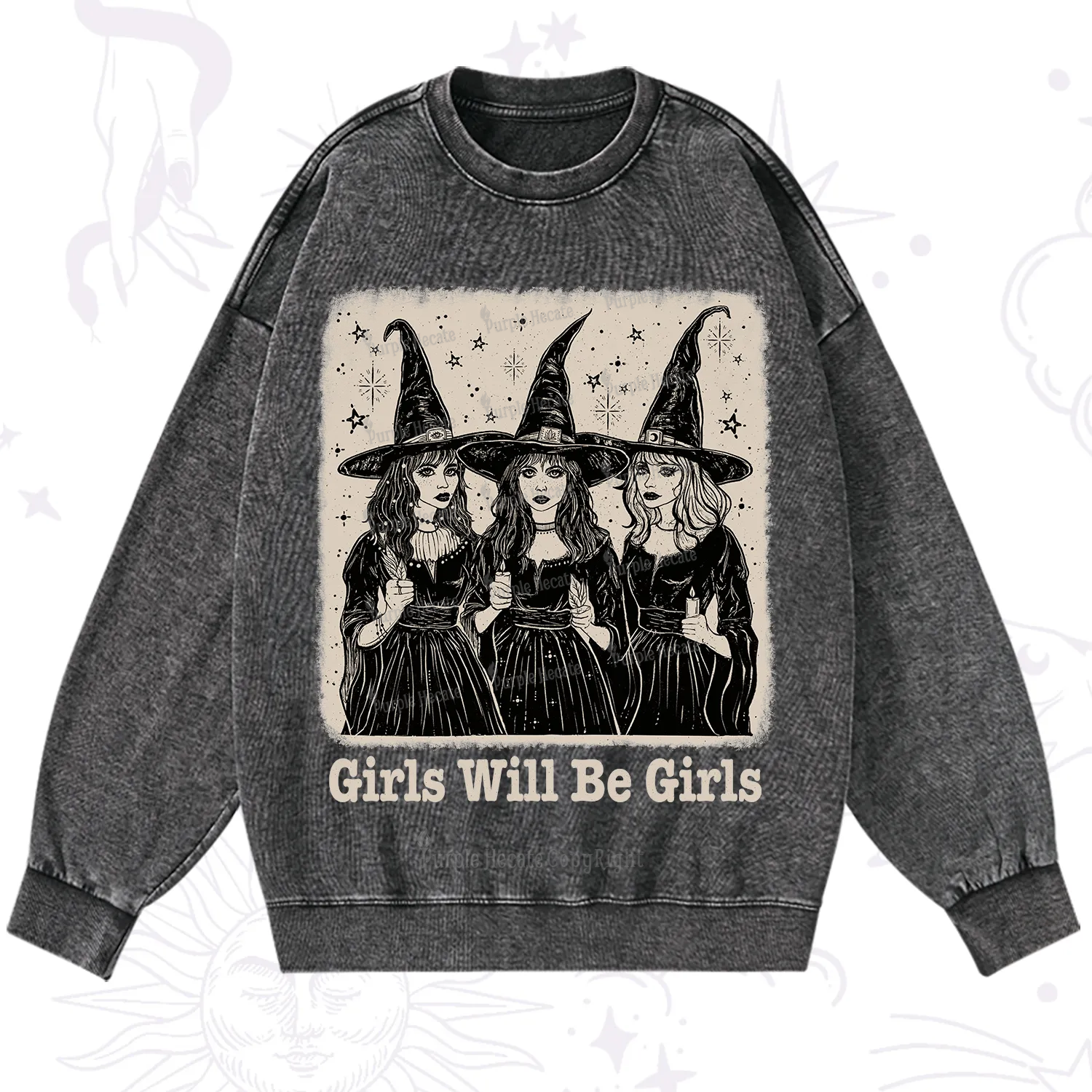 Purplehecate Girls Will Be Girls Washed Sweatshirt