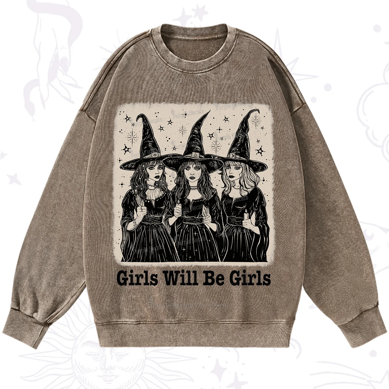 Purplehecate Girls Will Be Girls Washed Sweatshirt