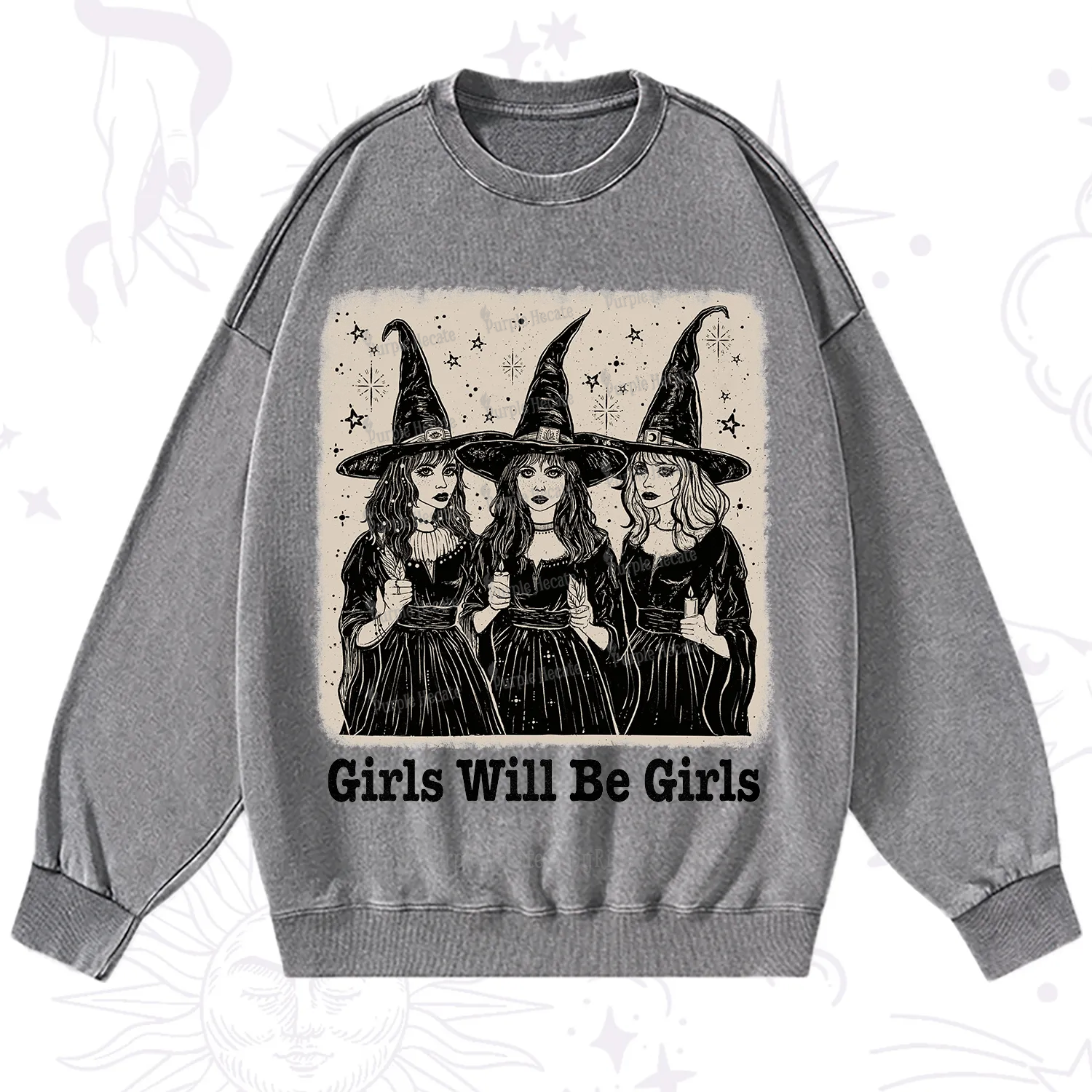 Purplehecate Girls Will Be Girls Washed Sweatshirt
