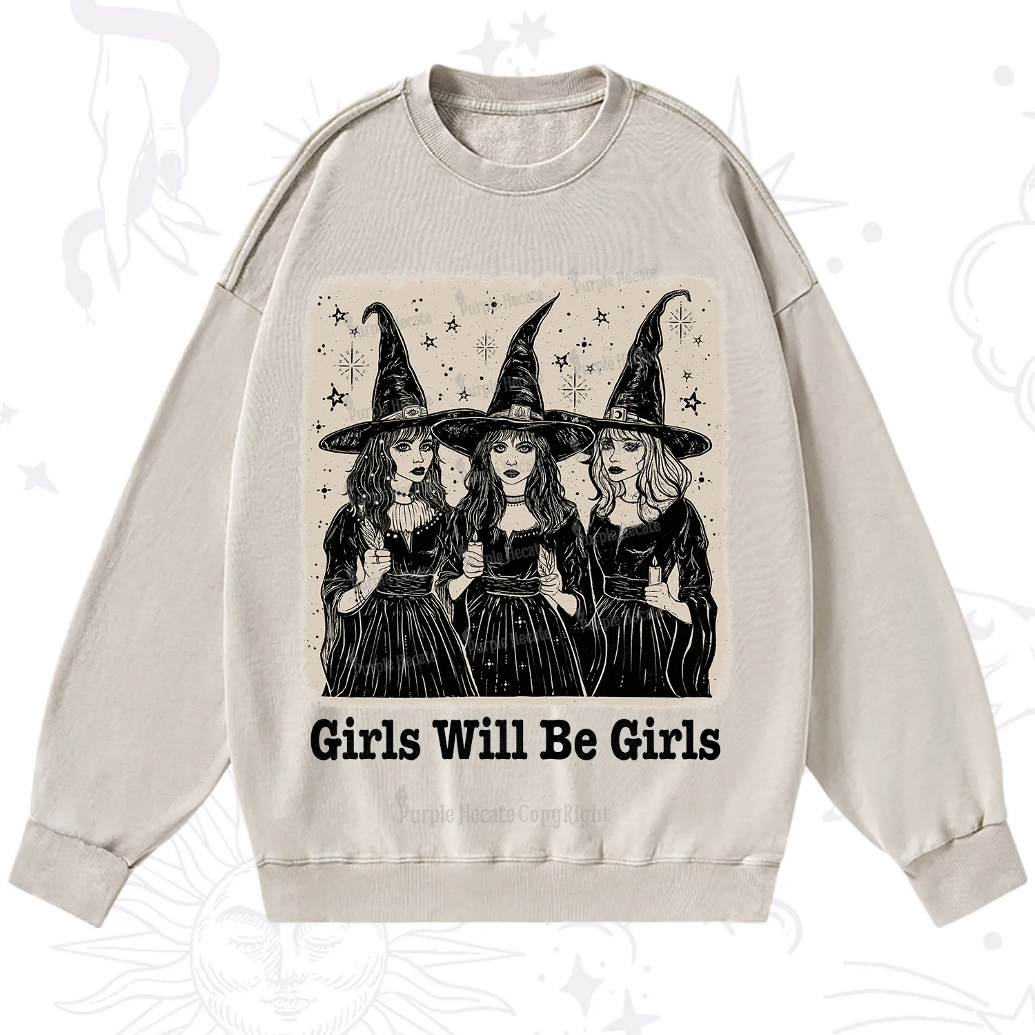 Purplehecate Girls Will Be Girls Washed Sweatshirt