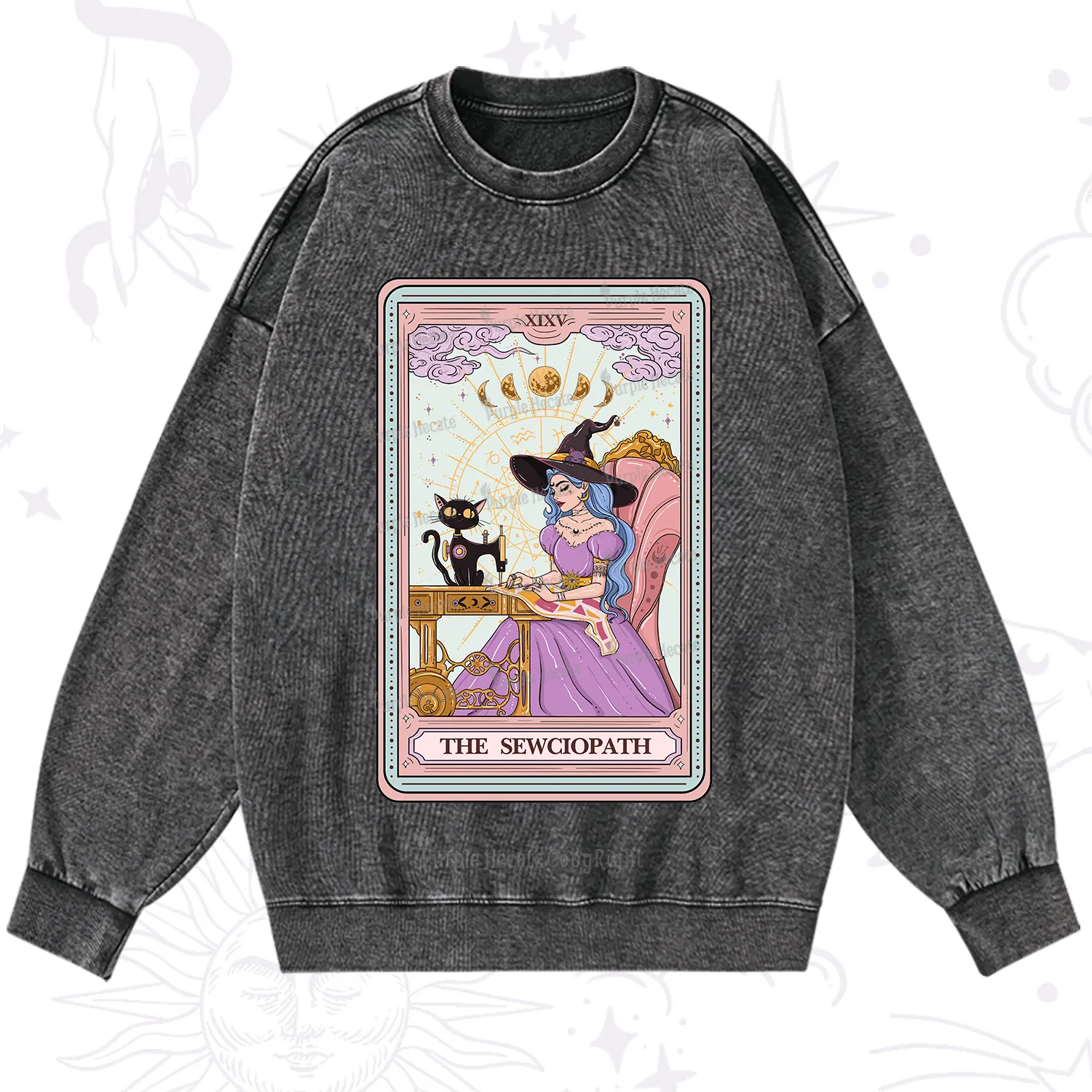 Purplehecate The Sewciopath Tarot Washed Sweatshirt