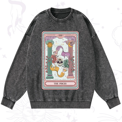 Purplehecate The Pisces Goddess Tarot Washed Sweatshirt