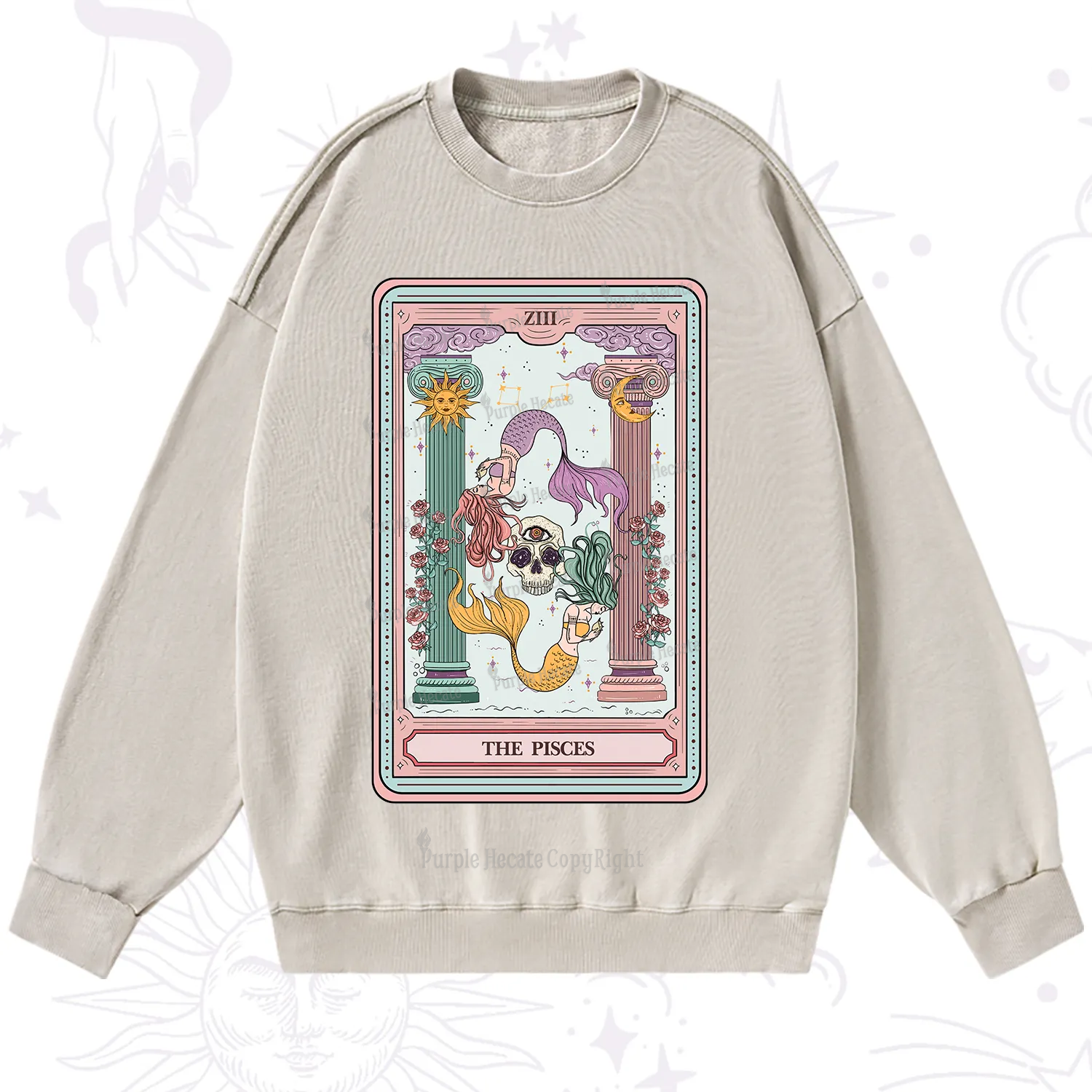 Purplehecate The Pisces Goddess Tarot Washed Sweatshirt