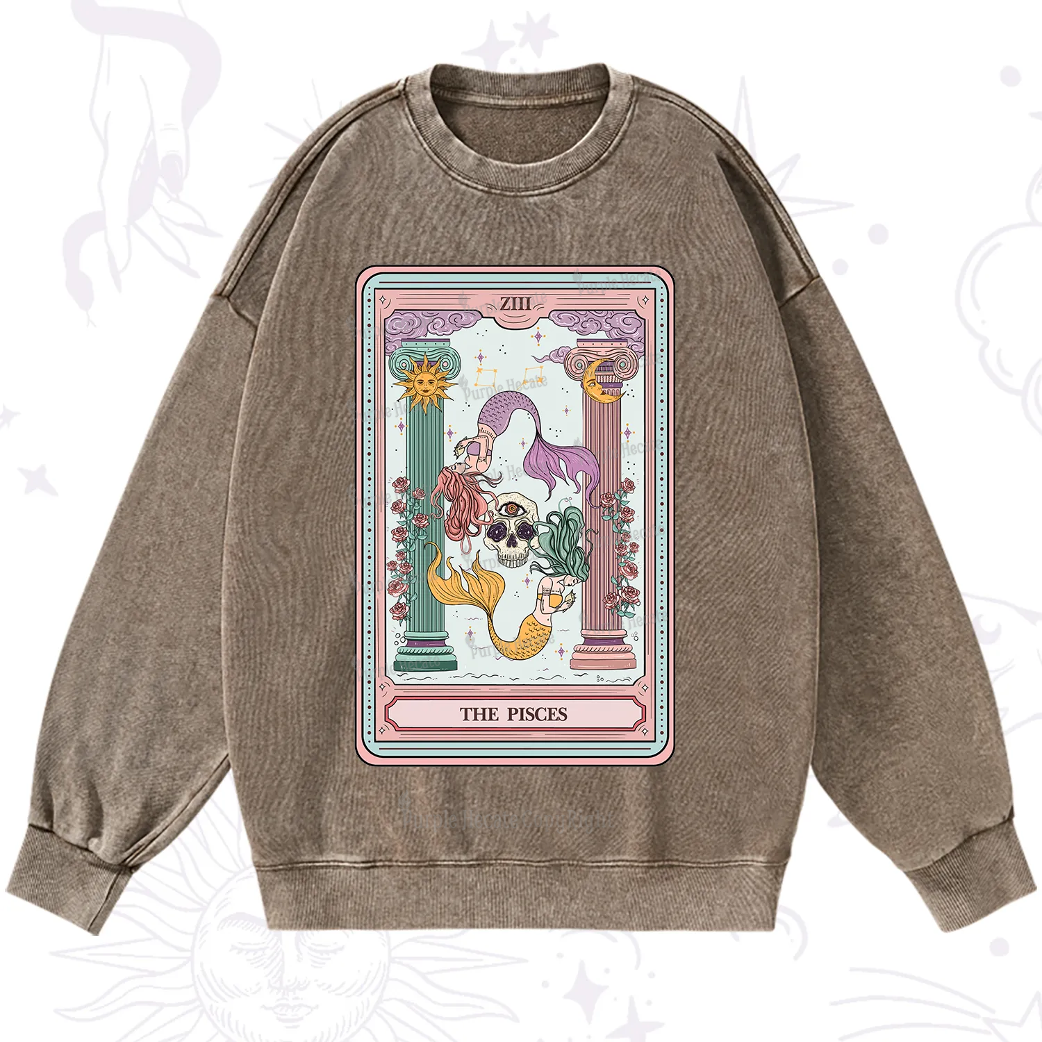 Purplehecate The Pisces Goddess Tarot Washed Sweatshirt