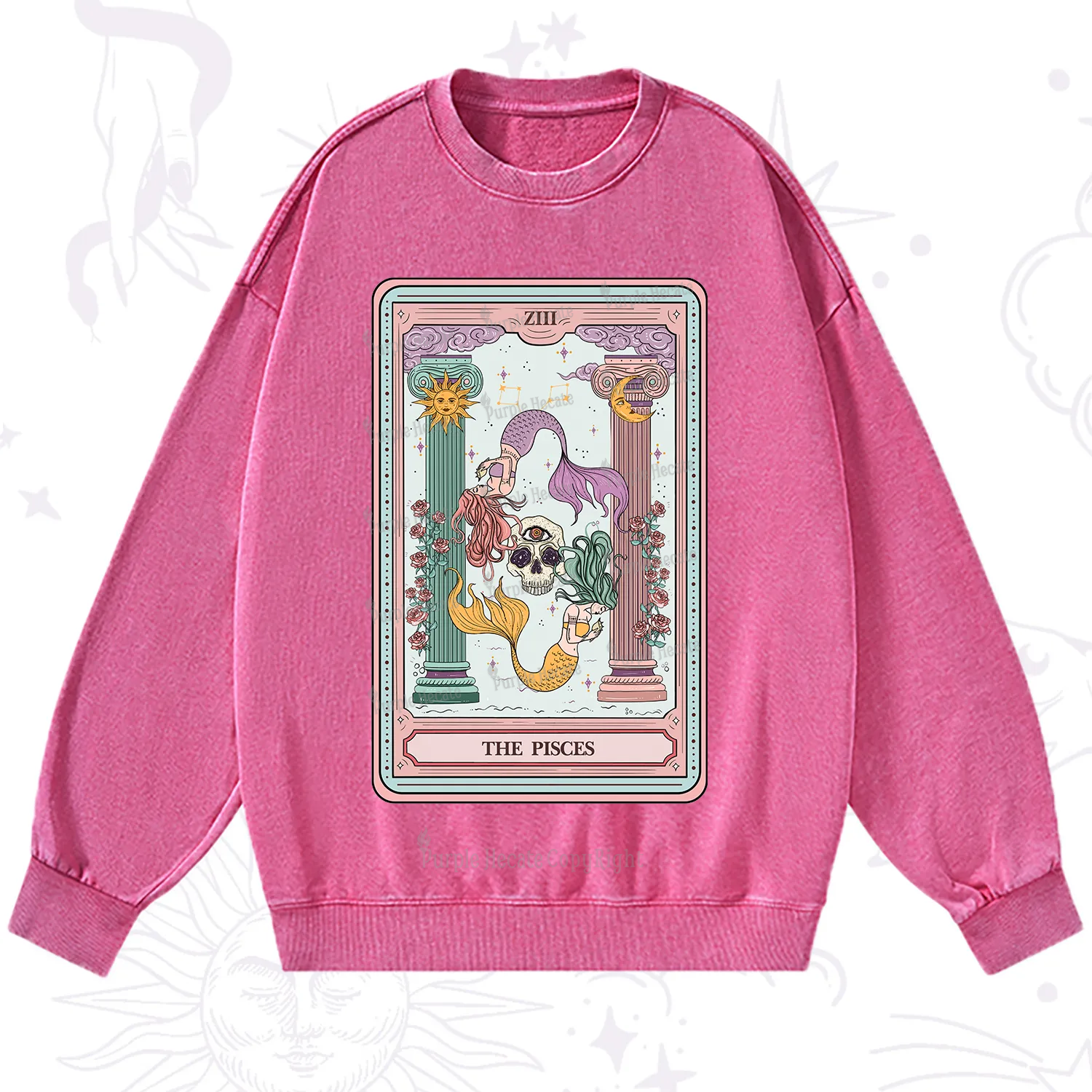 Purplehecate The Pisces Goddess Tarot Washed Sweatshirt