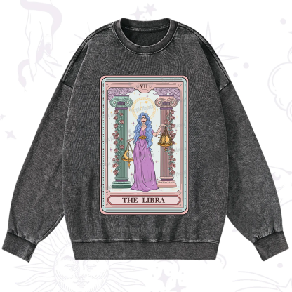 Purplehecate The Libra Goddess Tarot Washed Sweatshirt